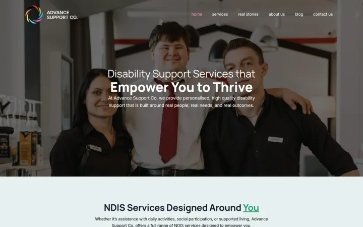 Advance Support Co. website desktop view