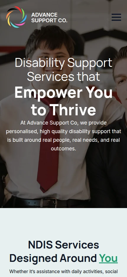 Advance Support Co. website mobile view