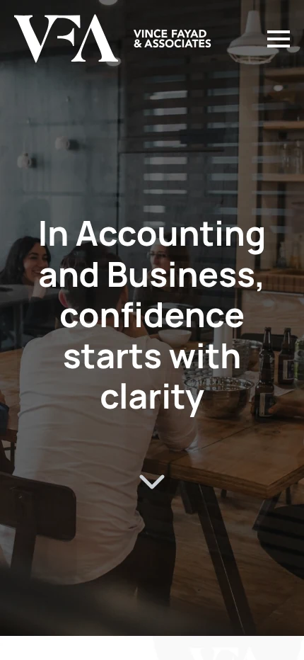 Vince Fayad & Associates website mobile view