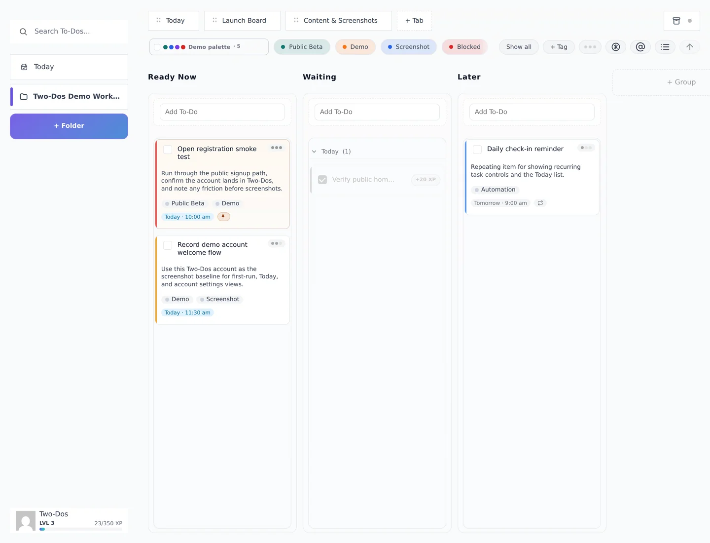 Two-Dos workflow interface